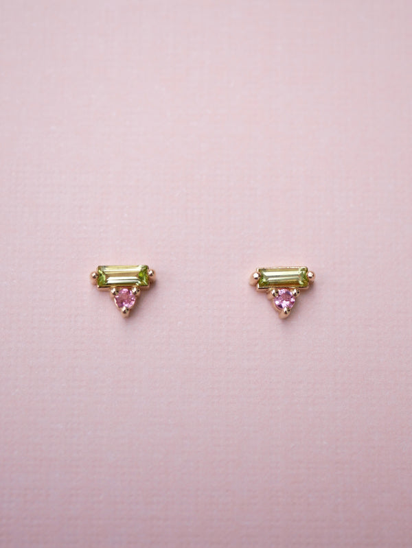 Peridot Baguette Studs