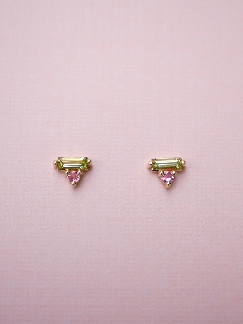 Peridot Baguette Studs