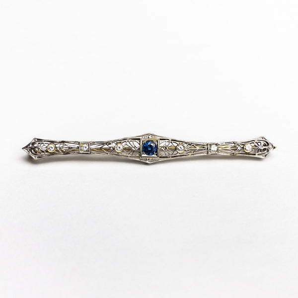 0.48ct Round Brilliant Sapphire 14K Yellow and White Gold Brooch 22756-01