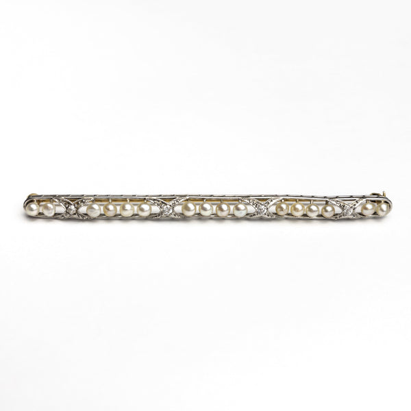0.40cttw 4pc Old European Cut Platinum & 18K Antique Bar Pin 22759-01