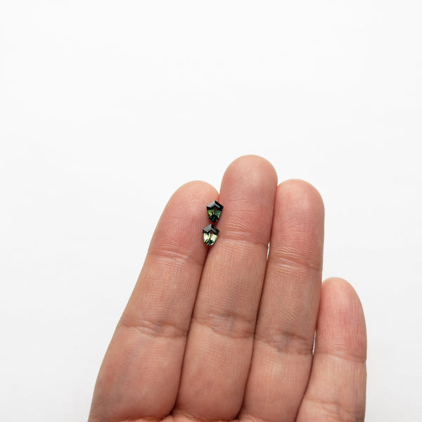 1.01cttw 2pc 5.94x4.51x2.70mm 6.02x4.60x2.75mm Shield Step Cut Sapphire Matching Pair 22768-08