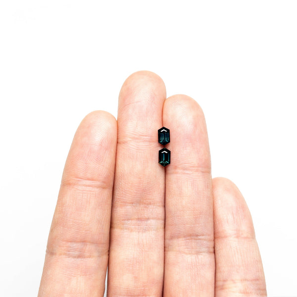 1.12cttw 2pc 6.06x3.79x2.80mm 6.13x3.77x2.69mm Hexagon Step Cut Sapphire Matching Pair 22768-09