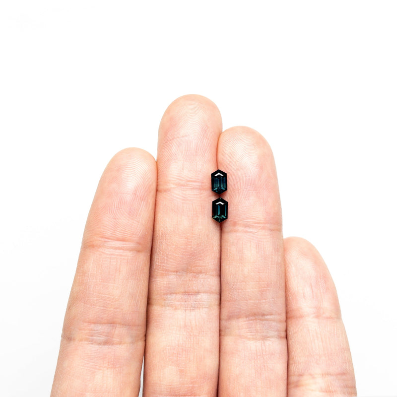 1.12cttw 2pc 6.06x3.79x2.80mm 6.13x3.77x2.69mm Hexagon Step Cut Sapphire Matching Pair 22768-09