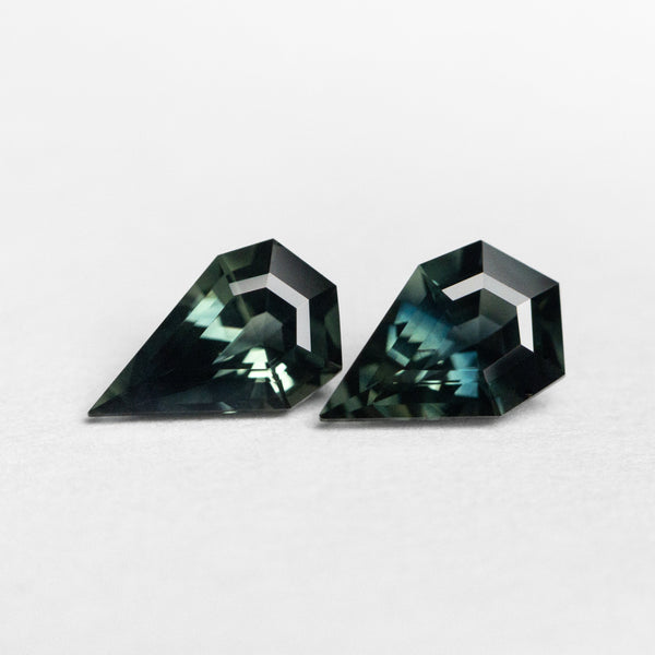 0.90cttw 2pc 6.70x4.11x2.64mm 6.65x4.15x2.72mm Geo Pear Step Cut Sapphire Matching Pair 22768-13
