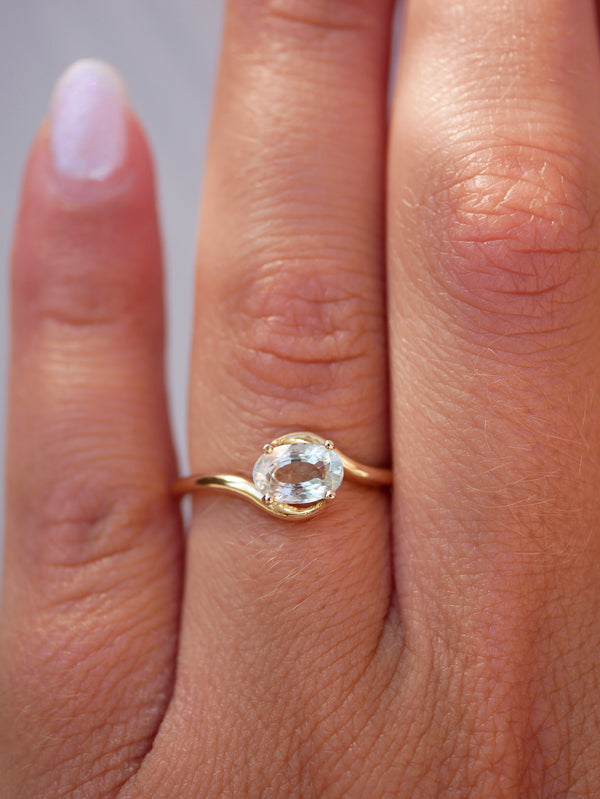Aquamarine Nautilus Ring