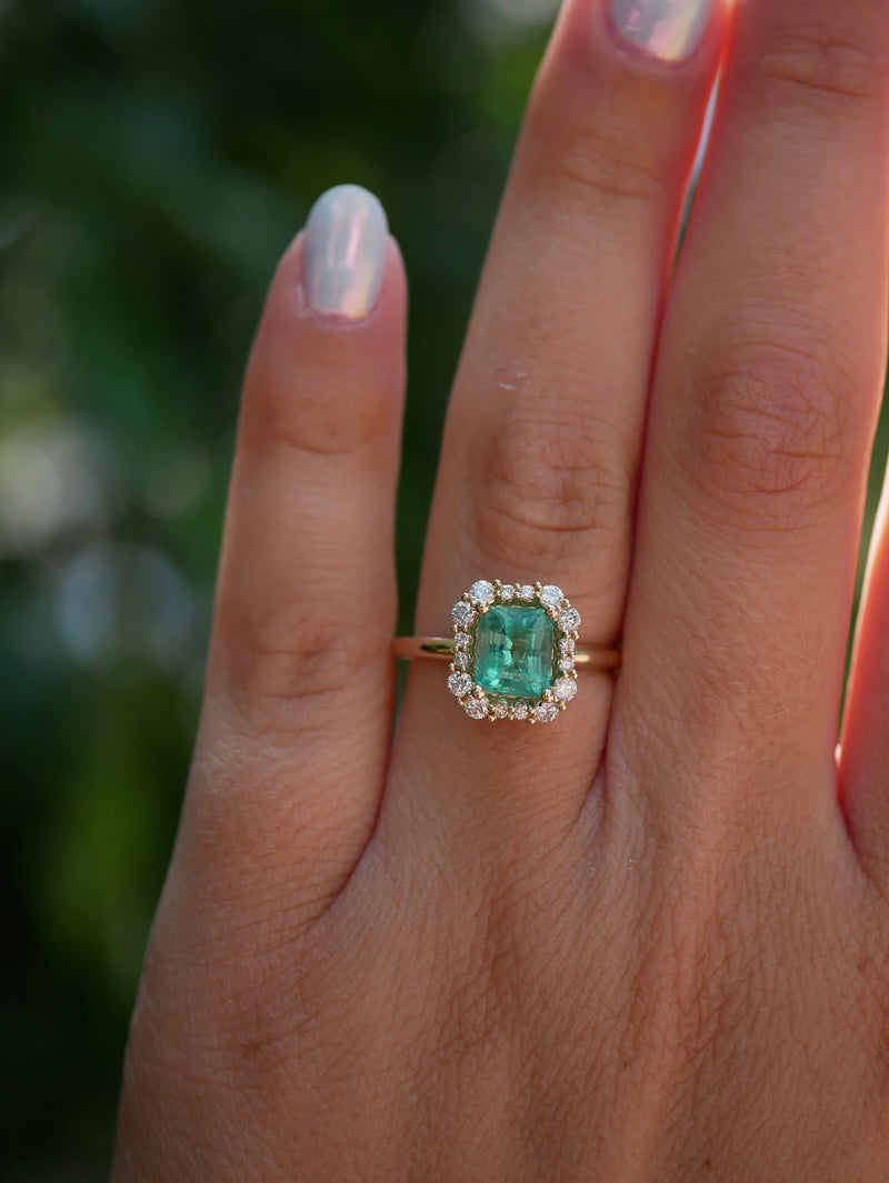 Emerald Halo Ring