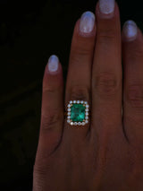 Emerald Diana Halo Ring