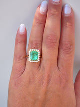 Emerald Diana Halo Ring