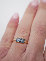 Blue Sapphire Triptych Ring