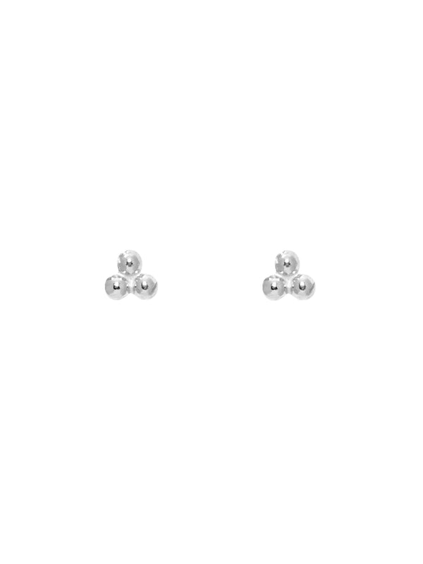 Sterling Silver Beaded Trio Studs