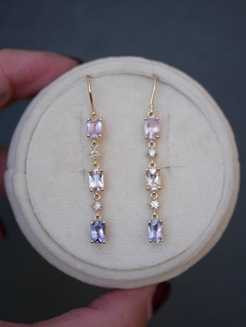 Lavender Sapphire Waterfall Earrings