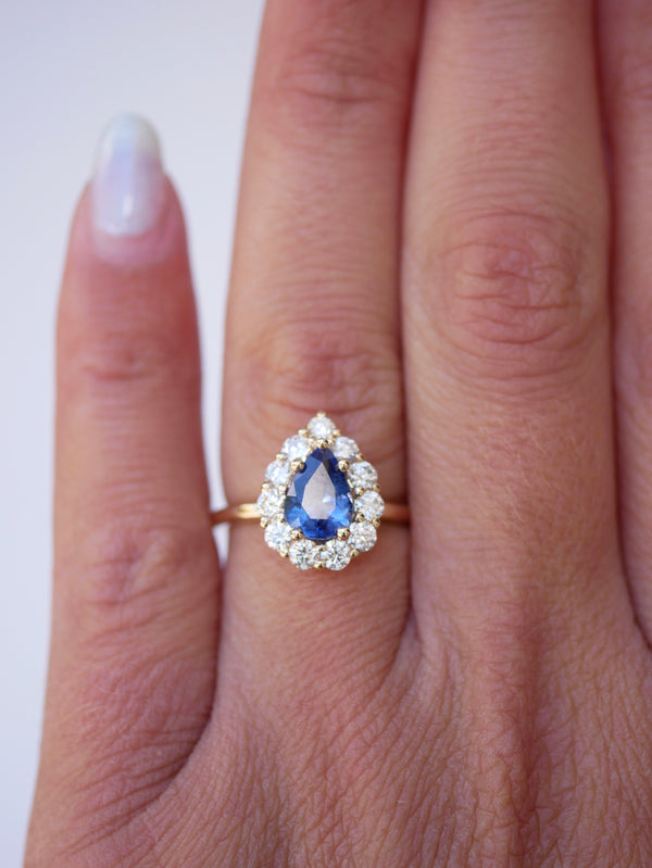 Pear Sapphire Diana Ring