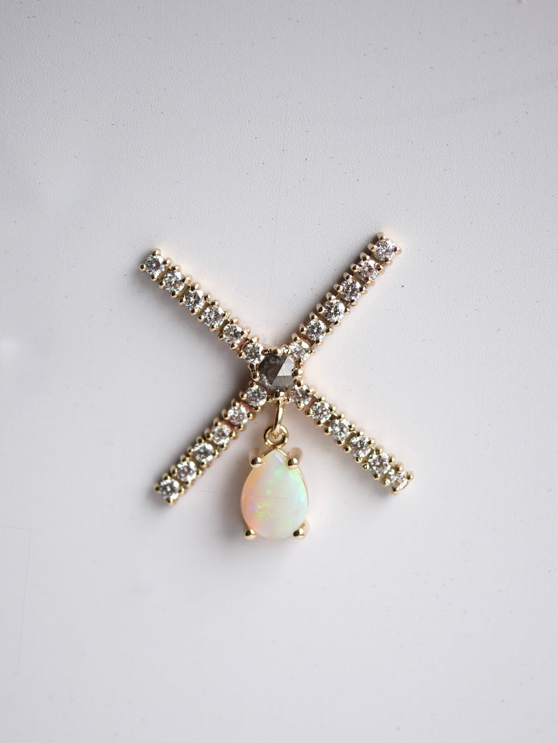 Diamond & Opal Crest Brooch