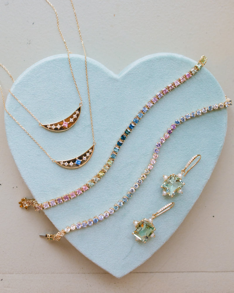 Blue Sapphire Arc Pendant