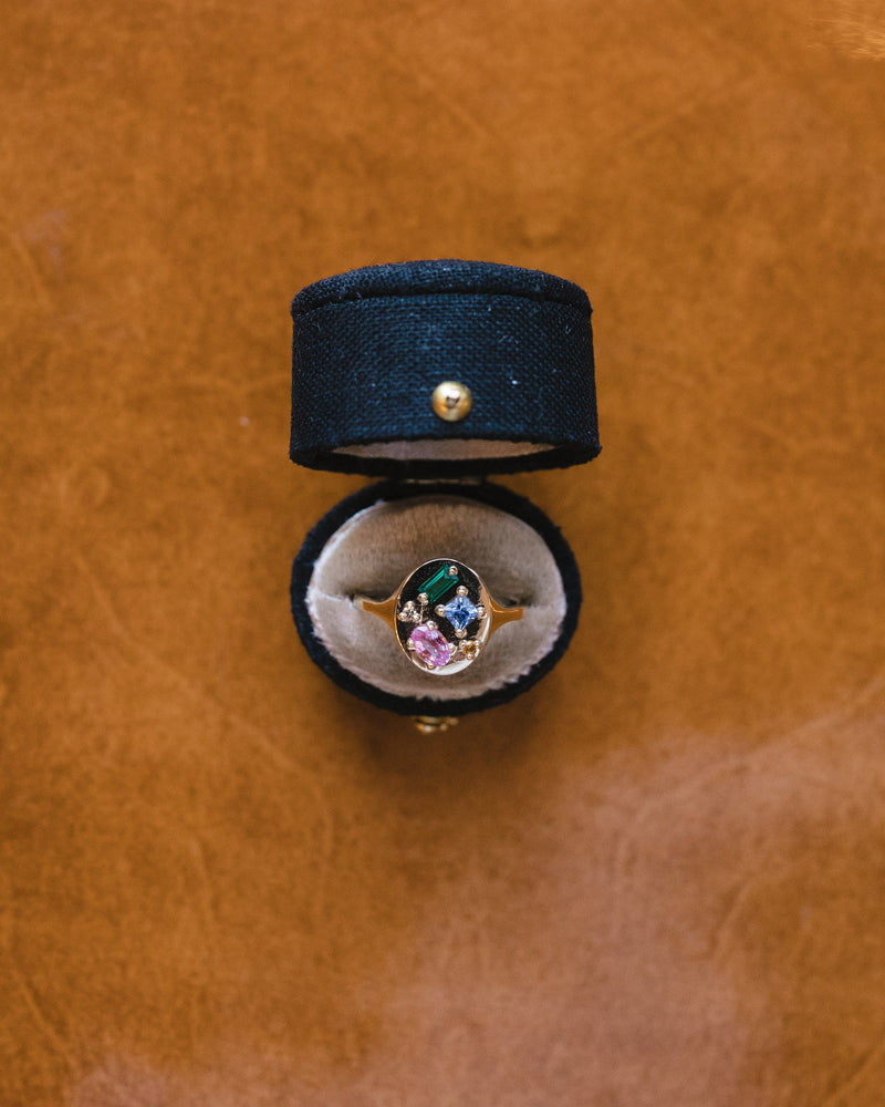 Mixed Cut Rainbow Signet Ring