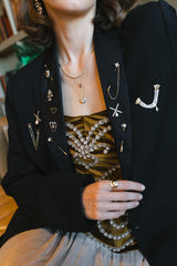 Sapphire & Tourmaline Stick Pin Brooch