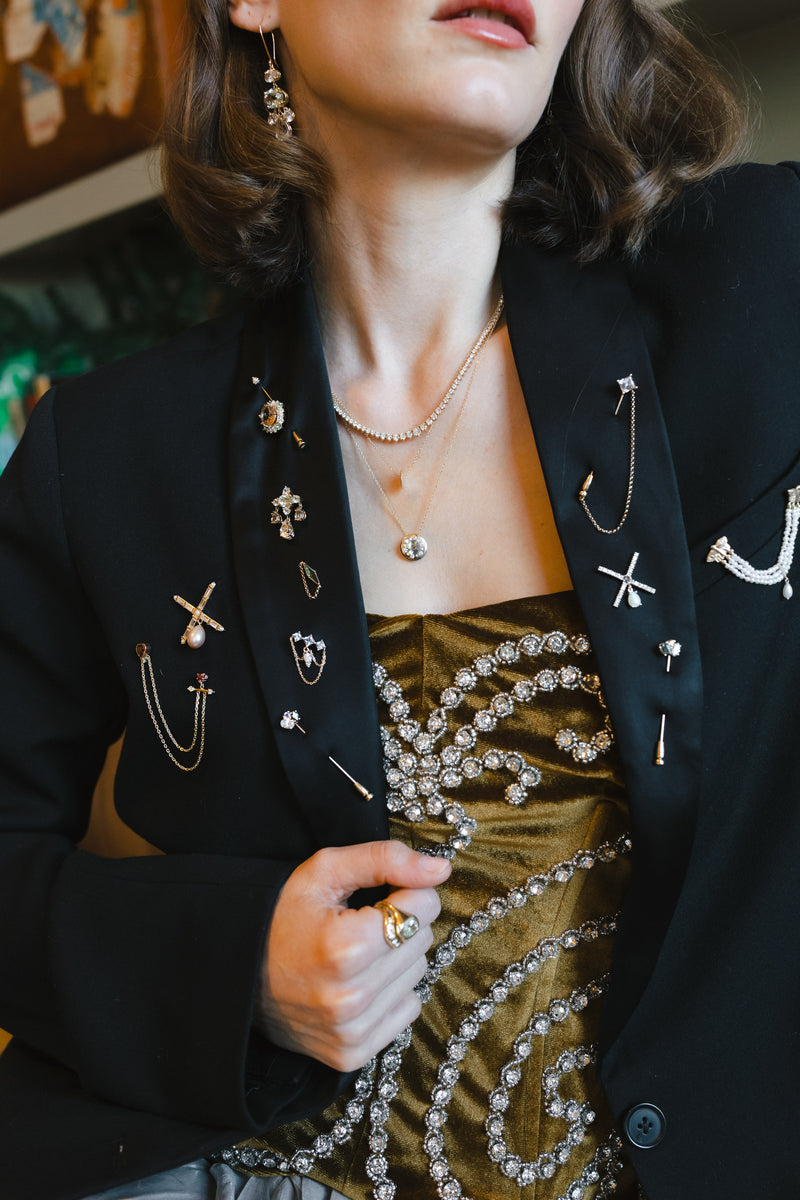 Diamond & Opal Crest Brooch