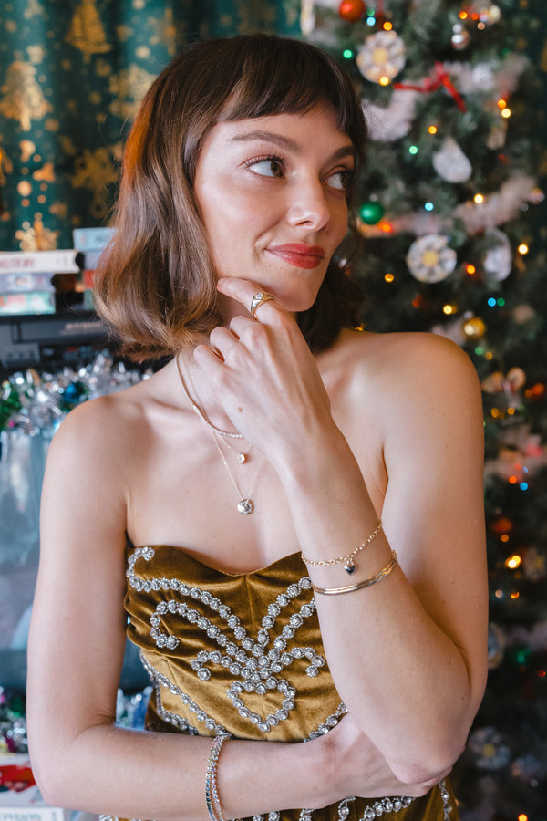 Black Diamond Heart Link Bracelet