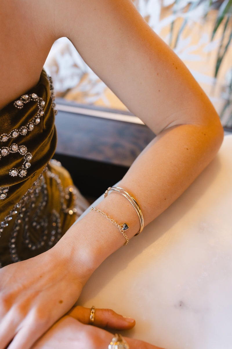 Black Diamond Heart Link Bracelet