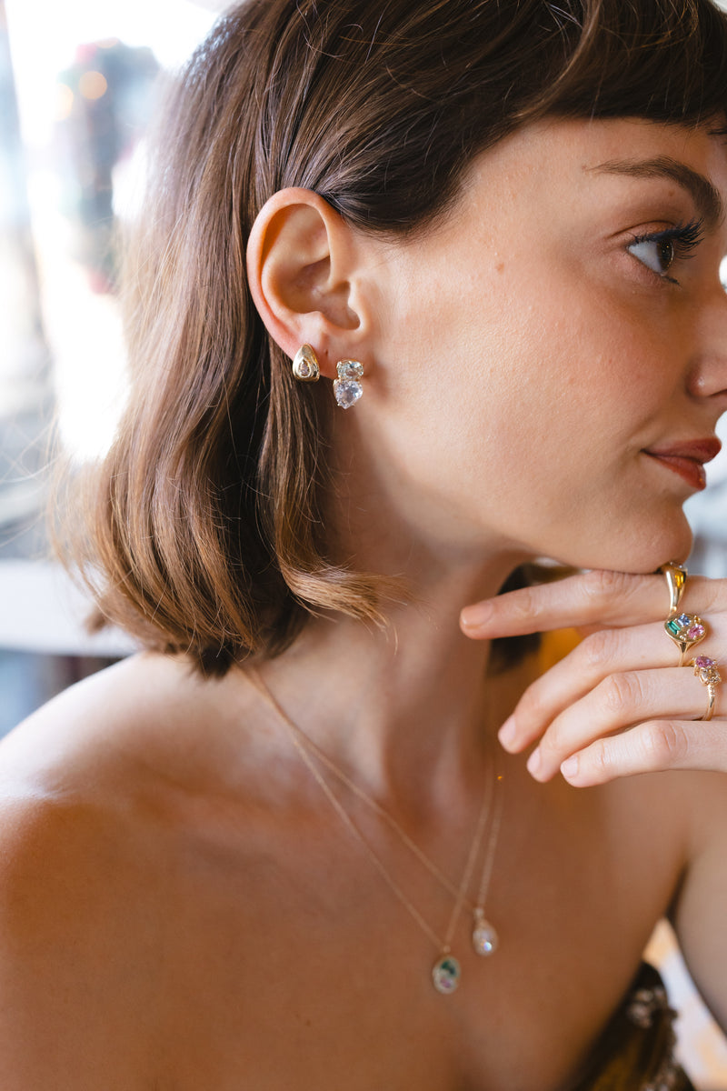 Champagne Diamond Roman Hoops