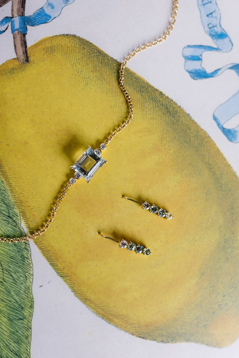 Gradient sapphire Fishhooks