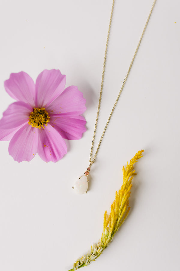 Peach Diamond Opal Pendant