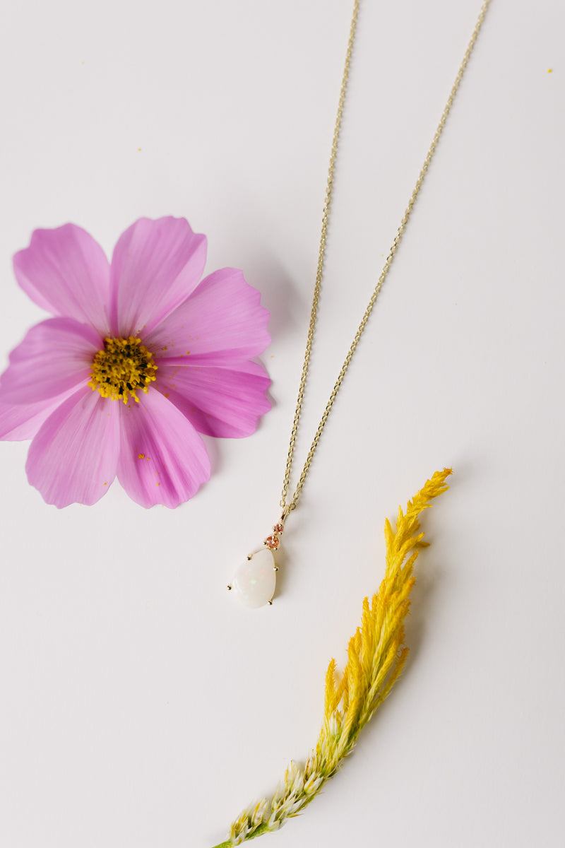 Peach Diamond Opal Pendant