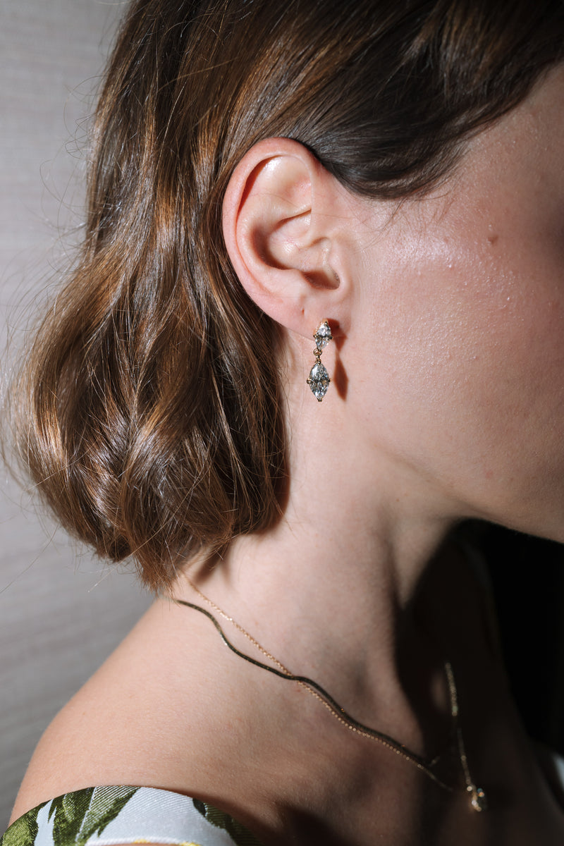 Marquise Hidden Halo Studs