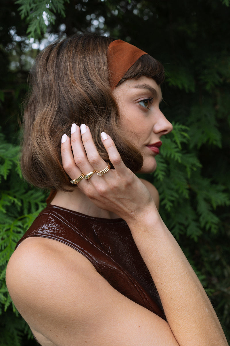 East West Diamond Signet Ring