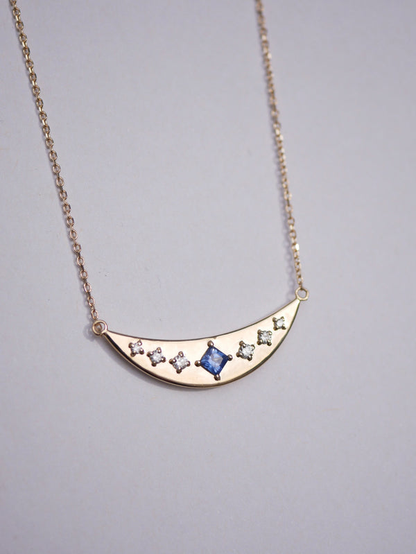 Blue Sapphire Arc Pendant