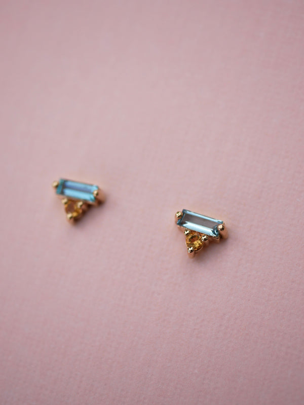 Aquamarine Baguette Studs