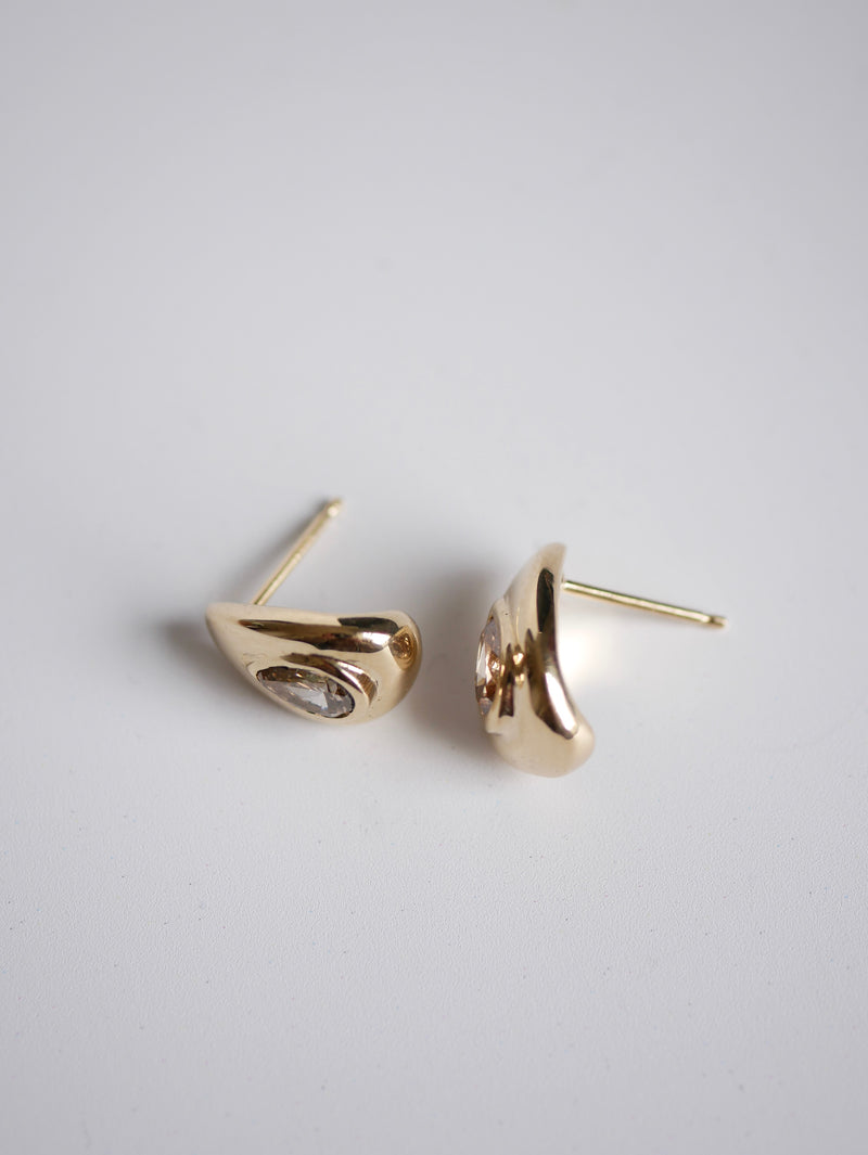 Champagne Diamond Roman Hoops