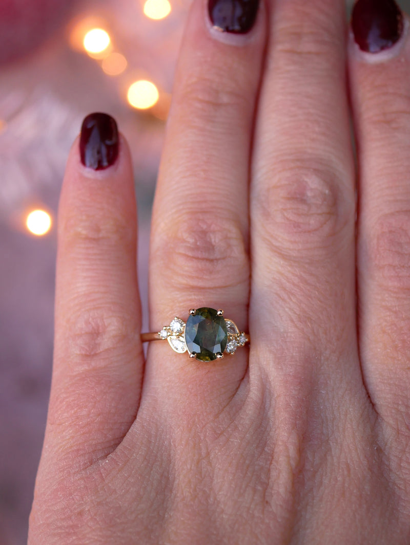 Green Parti Sapphire Garden Ring