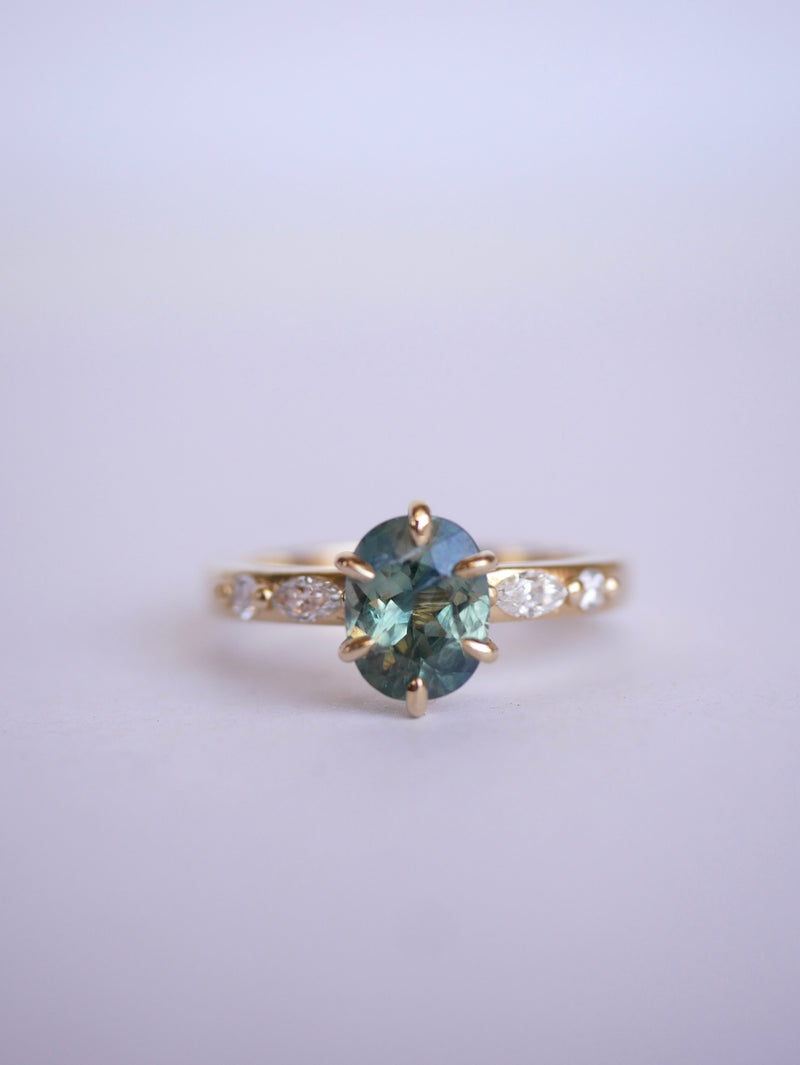 Teal Sapphire Fioré Ring