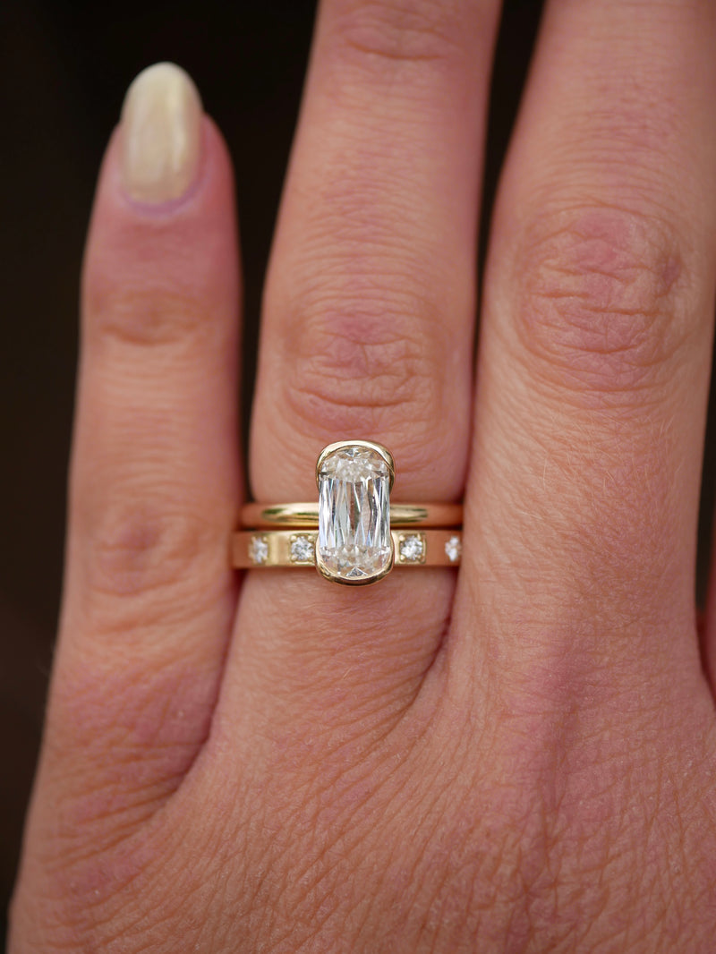 Elongated Cushion Partial Bezel Ring