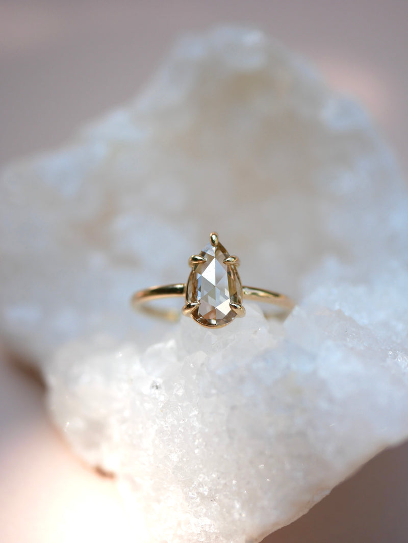 Champagne Pear Diamond Ring