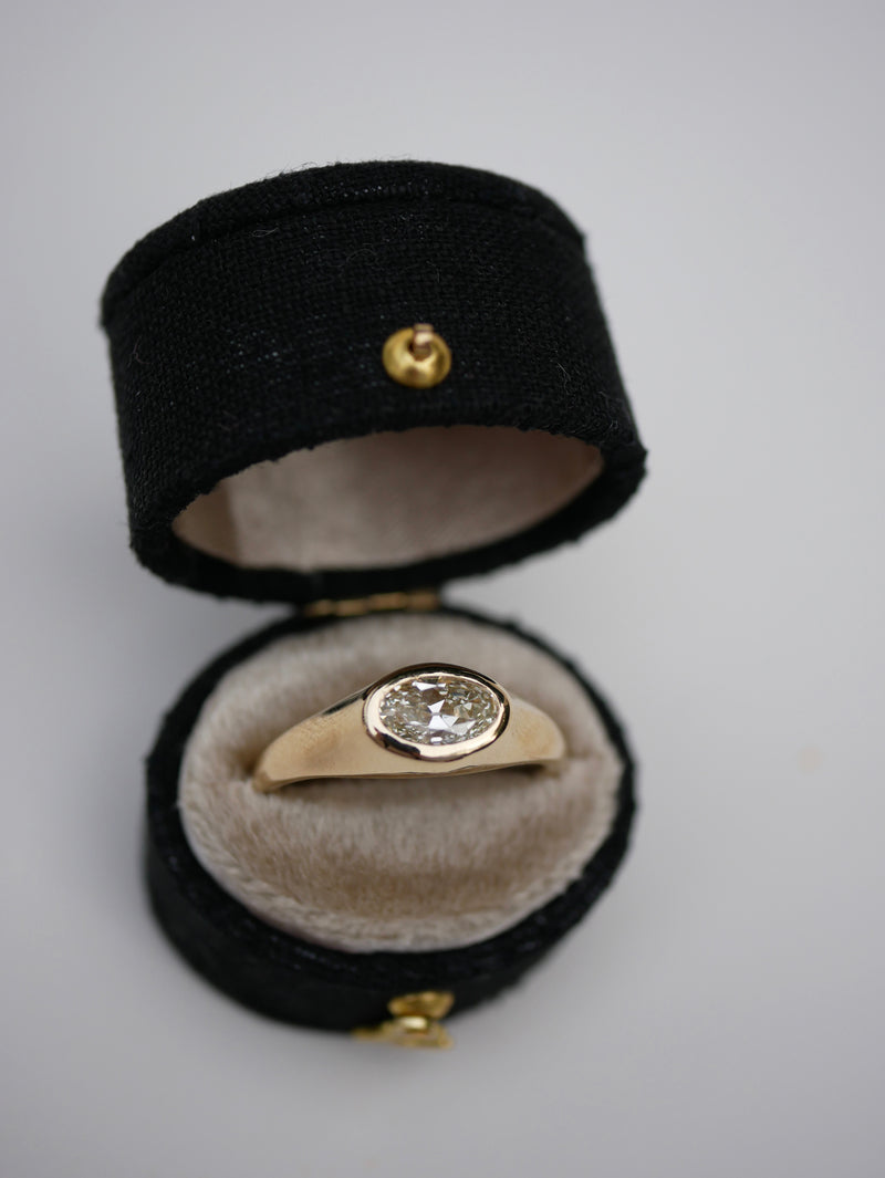 East West Diamond Signet Ring