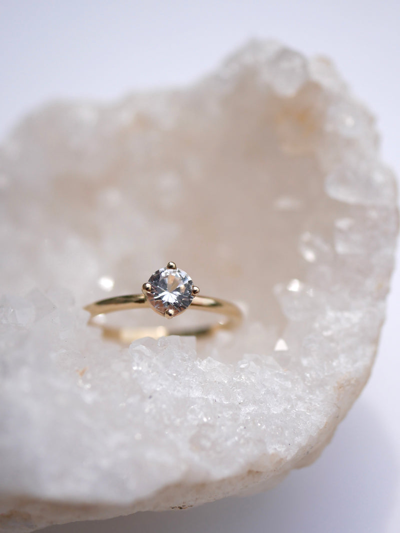 White Sapphire Prong Ring