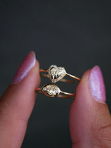 Engraved Diamond Heart Ring