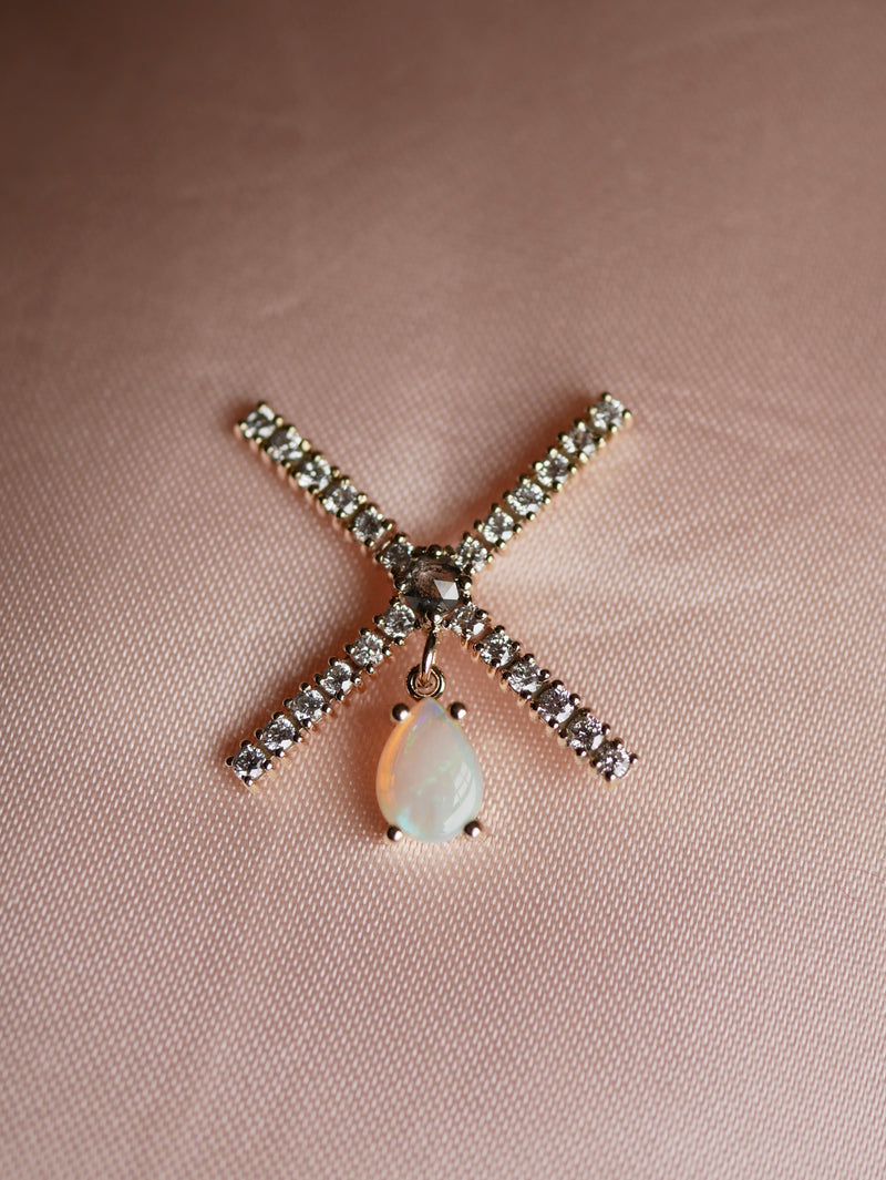 Diamond & Opal Crest Brooch