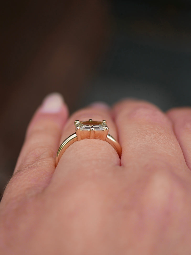 East West Elongated Cushion Diamond Ring