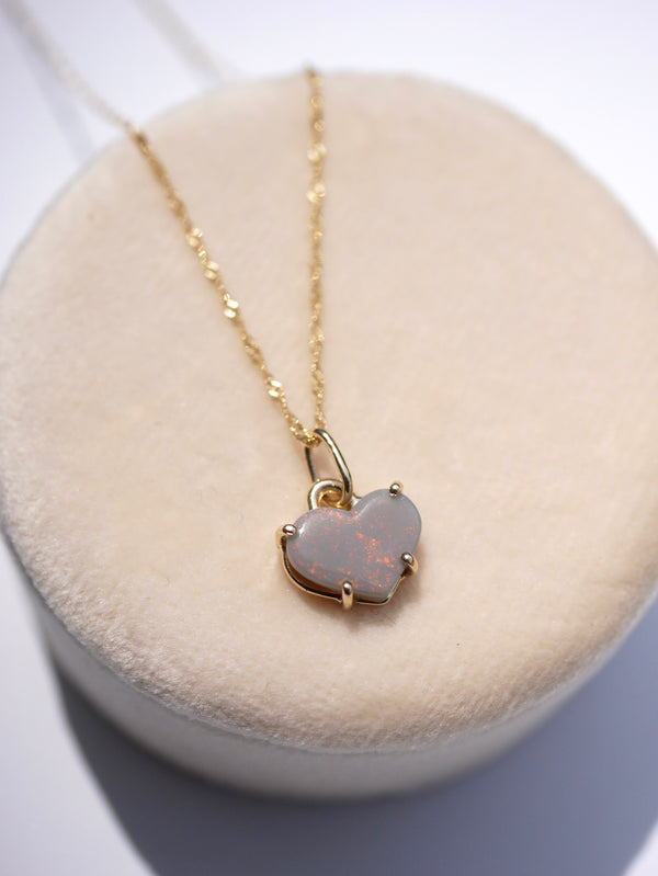 Black Opal Heart Pendant