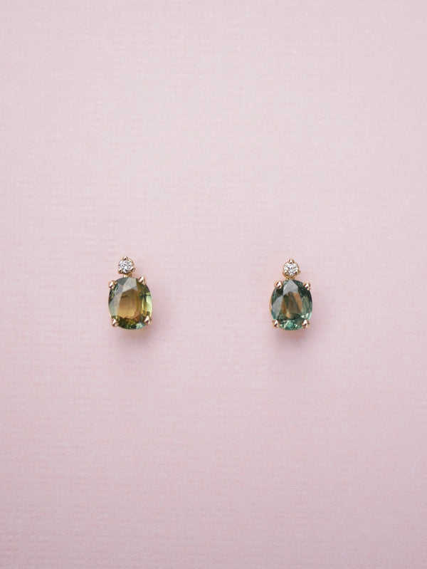 Green Sapphire Studs