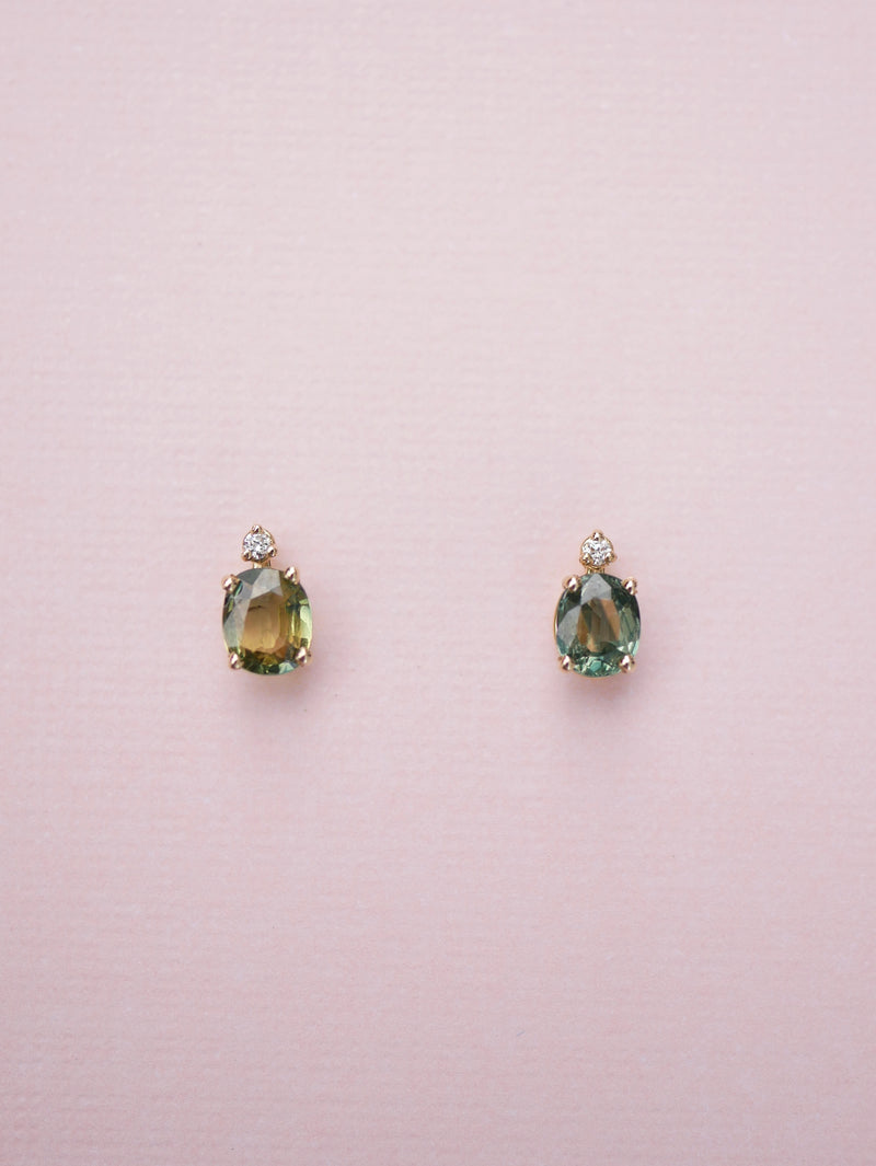 Green Sapphire Studs