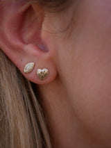 Engraved Diamond Heart Studs
