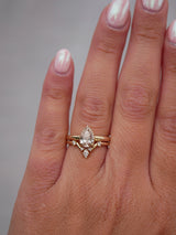 Pear Champagne Hidden Halo Ring