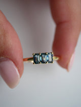 Blue Sapphire Triptych Ring