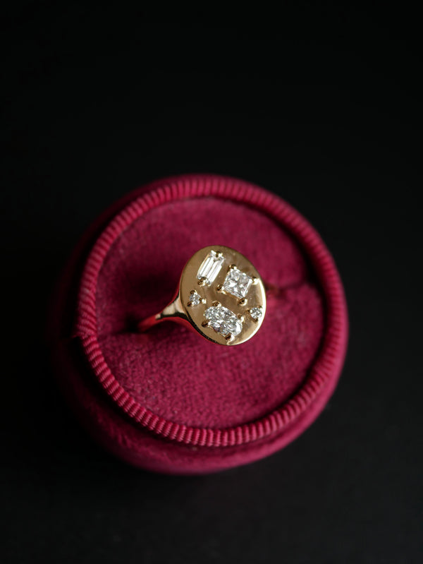 Mixed Cut Diamond Signet Ring