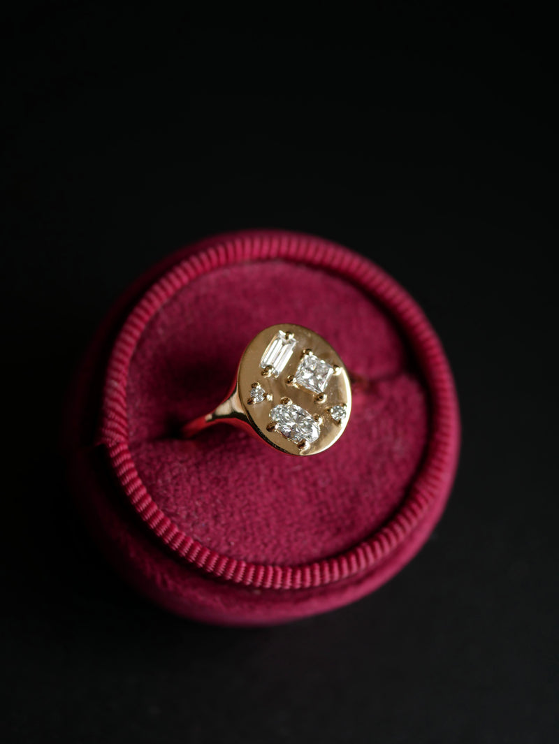 Mixed Cut Diamond Signet Ring