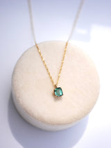 Teal Tourmaline Step-Cut Pendant